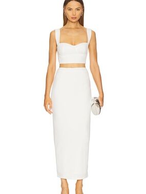 Two piece set. High-Waist White Midi Pencil Skirt size XL